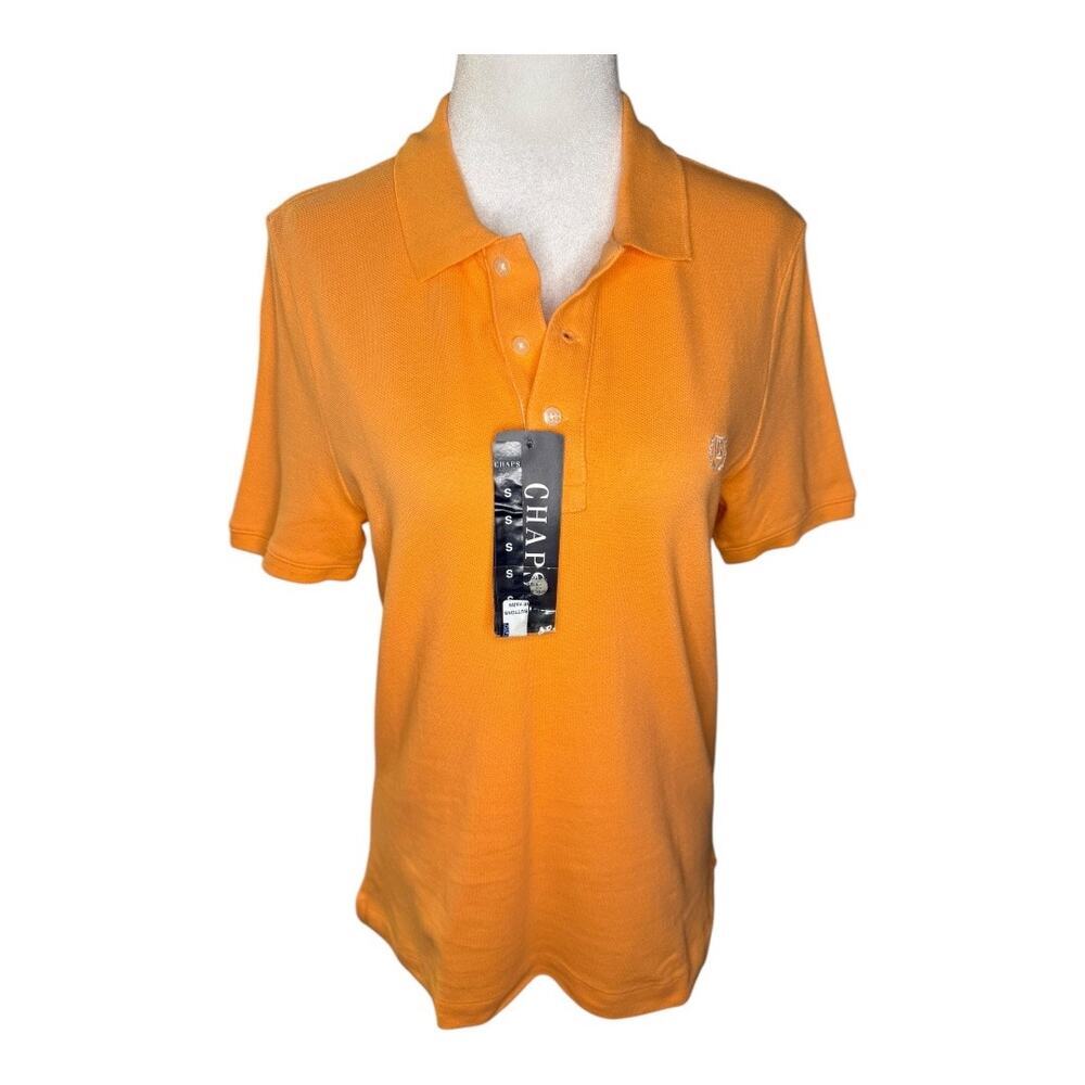 NEW Chaps Women’s Classic Polo Shirt Orange Short Sleeve Size‎ Small Casual